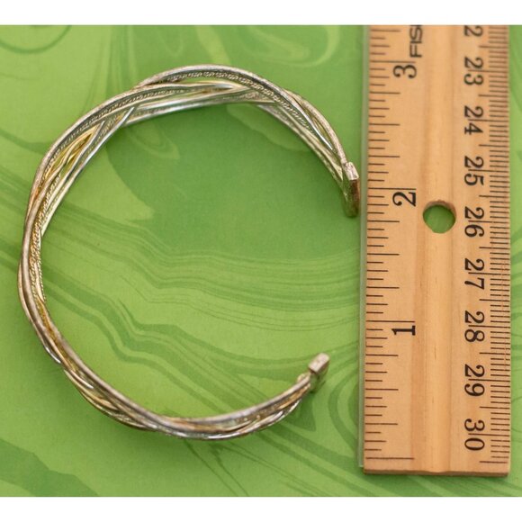 Vintage Sterling Silver Wavy Knots Elegant Cuff Bracelet Size 8 - W6 - Picture 5 of 5